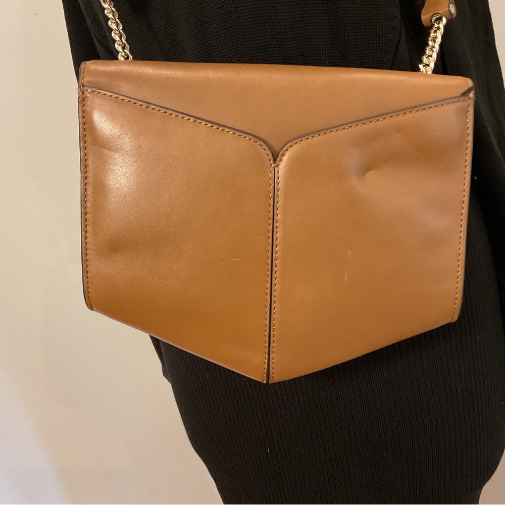Sandro Paris Envelope Crossbody Bag Cognac Leather Gold Chain‎ – NWT - Picture 5 of 12